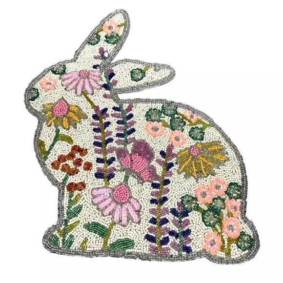 Rachel Zoe Beaded Easter bunny Charger NEW - Picture 1 of 5